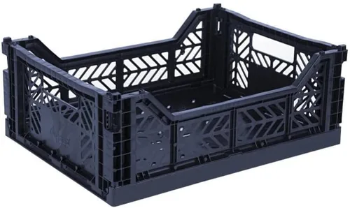 Vista 8 de AYKASA Contenedor de almacenamiento plegable, caja apilable de plástico, caja de leche (mediano, azul bebé)