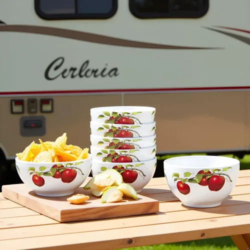 Vista 4 de Reston Lloyd Calypso Basics - Juego de 6 cuencos de cereales 100% melamina sin BPA, resistentes a roturas, aptos para lavavajillas, cuencos de apples