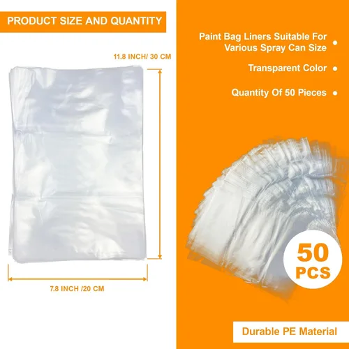 Vista 2 de 50 revestimientos para vasos rociadores de pintura, bolsas de pulverización de pintura desechables de 7.8 x 11.8 pulgadas, revestimientos