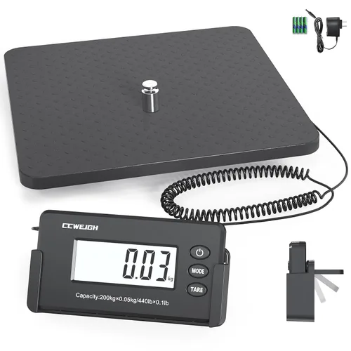 Vista 9 de Básculas de envío de 440 libras x 1 oz, básculas postales de alta precisión, plataforma ultrafina de acrilonitrilo butadieno estireno (ABS) grande