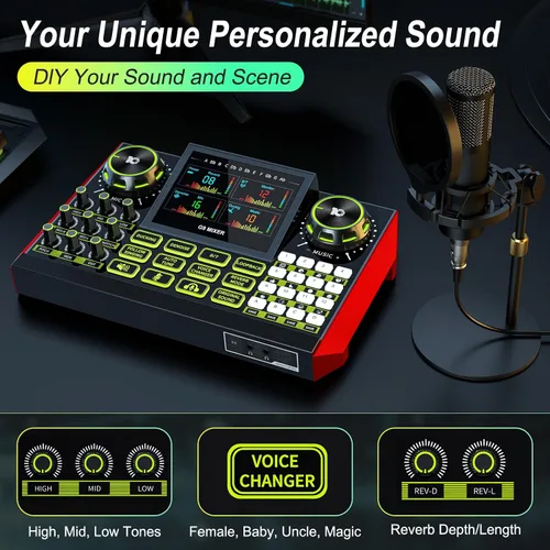 Vista 3 de TENLAMP - Mezclador de audio G9 con micrófono para streaming y karaoke