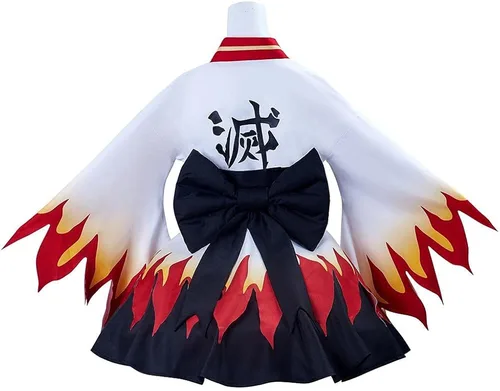 Vista 4 de BYHai Rengoku Kyoujurou - Disfraz de cosplay de anime japonés Lolita kimono sirvienta de sirvienta uniforme para adultos