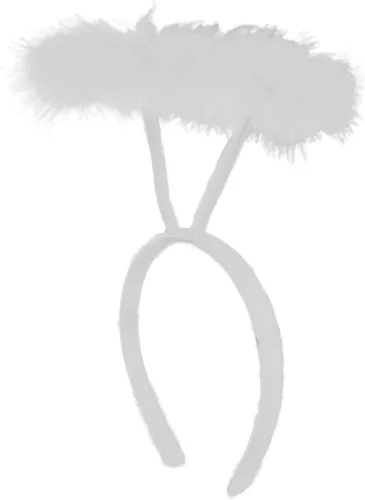 Vista 3 de Juego de alas de ángel y halo de plumas blancas, color blanco, tamaño sin