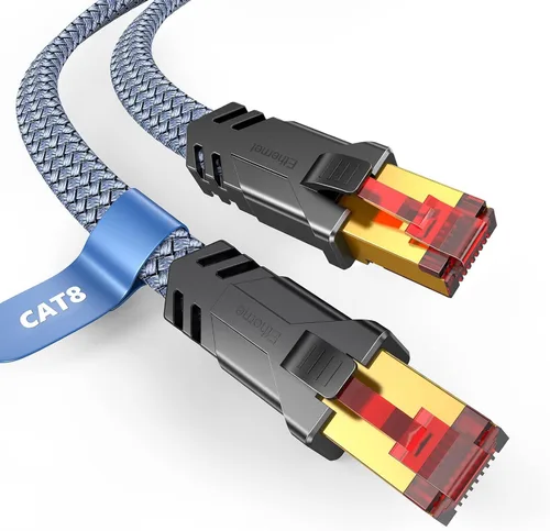 Vista 11 de Snowkids Cable Ethernet Cat 8 de 15 pies, señal fuerte, alta velocidad de 40 Gbps 2000 Mhz, cable de red con conector de Internet RJ45