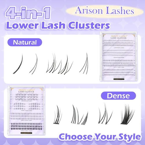 Vista 2 de Arison Lashes Extensiones de pestañas inferiores, 4 estilos, pestañas inferiores, pestañas inferiores individuales, de 0.315 a 0.318 pulgadas, banda