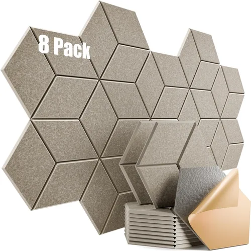 Vista 103 de Paquete de 12 paneles acústicos autoadhesivos de 12 x 10 x 0.4 pulgadas, paneles de espuma a prueba de sonido con alta densidad, elegante diseño