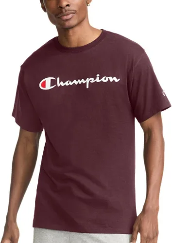 Vista 11 de Champion Men's Classic Script Graphic Short Sleeve T-Shirt, Standard Fit, Tonal Logo, Available in Regular and Big & Tall Negro