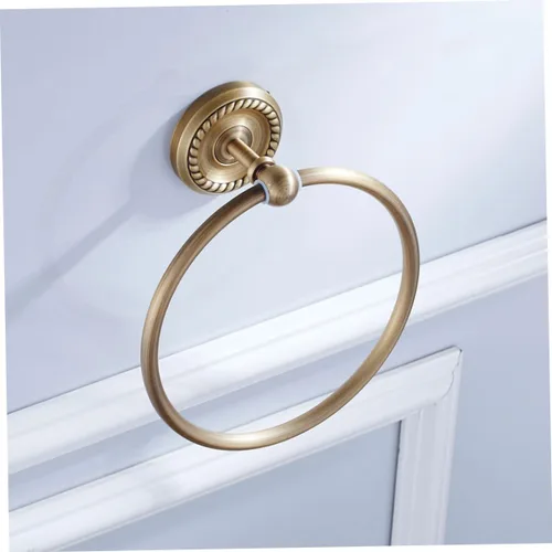 Vista 4 de Antique Brushed Brass Towel Ring Hanging Towel Rack Wall Mounted Round Bathroom Accessory for Home Hotel School Bathroom Decor