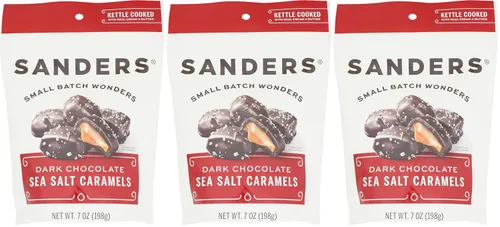 Vista 6 de Sanders Mini bocados de chocolate oscuro con sal marina y caramelo, 3.75 onzas, bolsa resellable