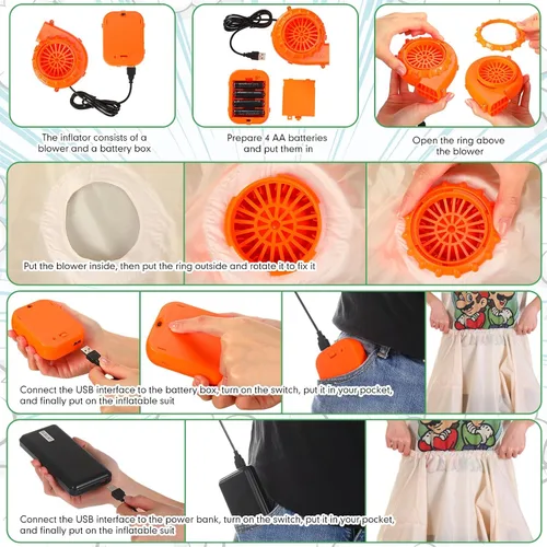 Vista 7 de Unittype Paquete de 5 disfraces inflables de sumo para adultos, trajes de lucha libre, disfraz inflable de Halloween para hombres y mujeres, fiesta