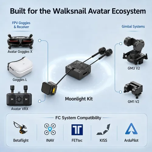 Vista 8 de CADDXFPV Walksnail Moonlight Kit – Unidad de aire Pro para dron FPV con sensor Starlight, sistema de transmisión digital, antenas duales, baja