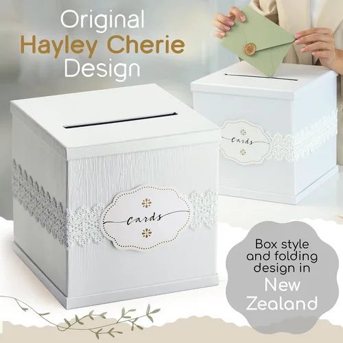 Vista 9 de Caja para tarjetas de boda blanca grande de 10 pulgadas con ranura, elegante caja de regalo para fiestas, graduaciones, cumpleaños, quinceañeras