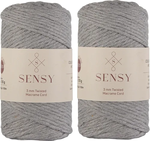 Vista 32 de Sensy - Cuerda de macramé prémium de 0.118 in, 109 yardas, 100% algodón, una hebra torcida, cuerda de macramé, hilo de algodón para macramé, hilo