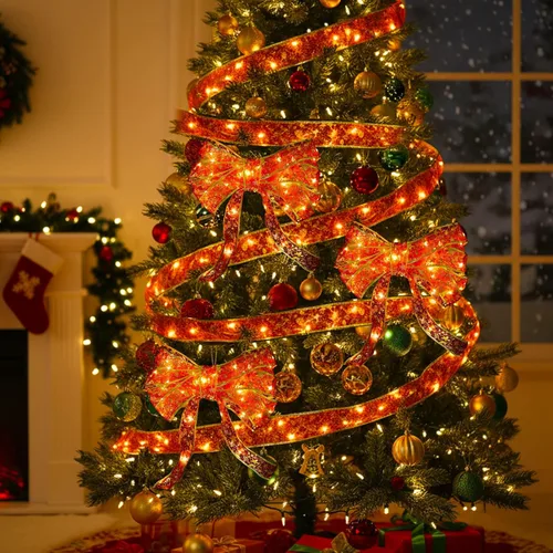 Vista 4 de Geosar 4 Piezas 20 m Cinta de Luces de Hadas para Árbol de Navidad, Cinta de Luces Iluminada para Decoración de Árbol de Navidad, para Decoraciones