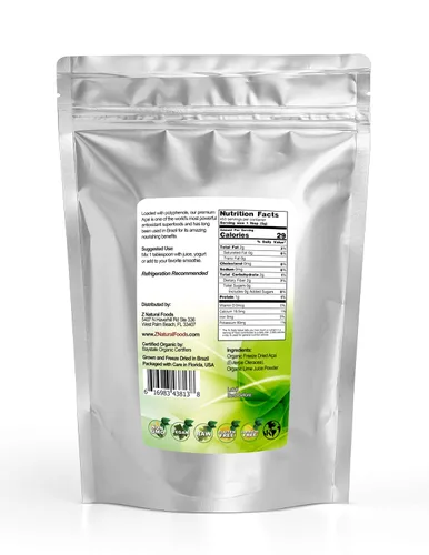 Vista 2 de Polvo orgánico de bayas de acai de alta calidad, 5 libras, superalimento liofilizado, cultivado en Brasil, increíble polvo de frutas para jugo