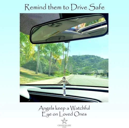 Vista 2 de Colgante de Ángel Guardián para Coche - Ángel de Cristal para Protección, Felicidad, Fe y Amor - Adorno Colgante de Cristal - Regalo Ideal