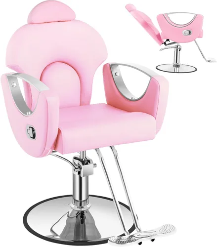 Vista 19 de Silla de salón, silla reclinable para estilista, silla de peluquería con bomba hidráulica resistente, silla de peluquería para peluquería trenzada