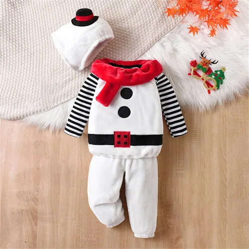Vista 5 de Baby Snowman Children's Cosplay Costume, Toddler Christmas Outfits Cute Snowman Costume for Fun Winter Dress Up
