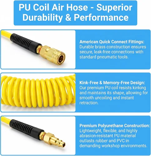 Vista 4 de 2 mangueras de aire de retroceso de poliuretano, 1/4 pulgadas de Amarillo
