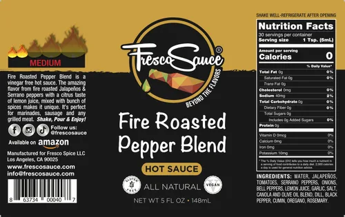 Vista 3 de Fresco Sauce - Paquete de 2 Salsa picante Bundel - Mezcla de pimienta asada al fuego - Jalapeño - Pimientos serranos - Jugo de limón - Ajo cítrico