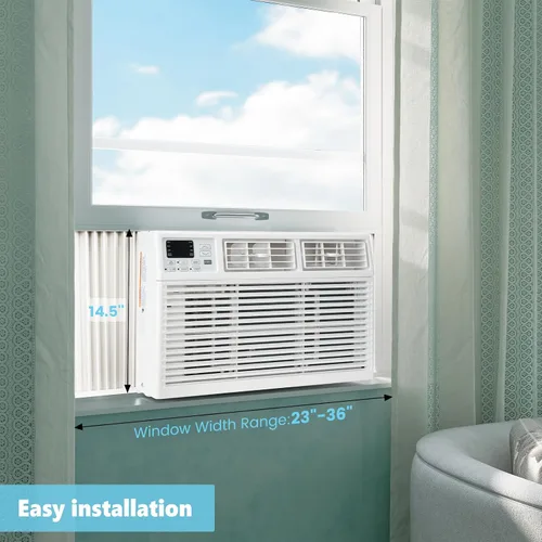 Vista 6 de Aire acondicionado electáctico para ventana, unidad de CA de ventana de 12000 BTU, refrigeración de 550 pies cuadrados, enfriamiento rápido