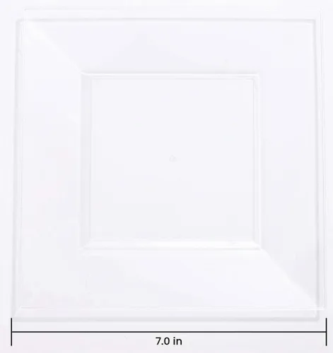 Vista 2 de WDF 60 platos de plástico transparente – Platos cuadrados desechables para postre/ensalada – Plato de plástico de 7 pulgadas para aperitivos de boda