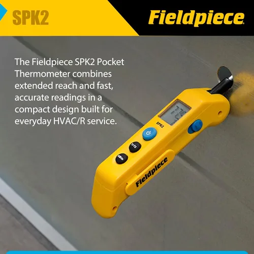 Vista 5 de Fieldpiece SPK2 termómetro plegable de bolsillo en canal con control Max/Min y sonda de acero inoxidable