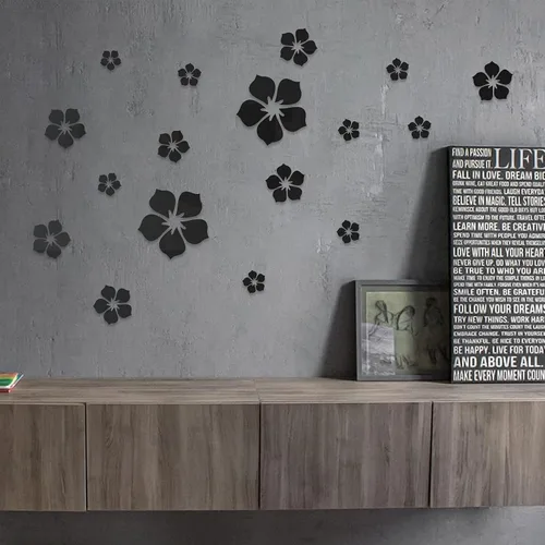 Vista 7 de Philbinden Adhesivos de pared de espejo acrílico, diseño floral, autoadhesivas, decoración de pared, espejo extraíble, flor 3D, calcomanía de pared