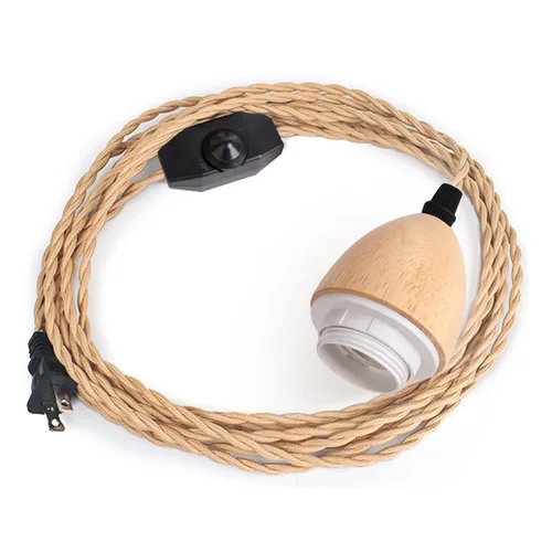 Vista 8 de Arturesthome Kit de cable de luz colgante de 9.8 pies con interruptor regulable, lámpara vintage, cable de nailon trenzado E26 E27, casquillo