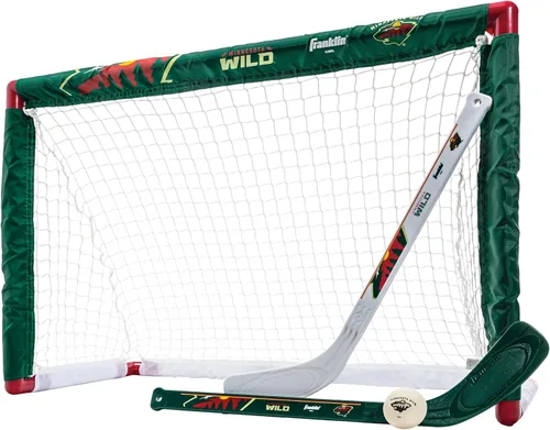Vista 29 de Franklin Sports NHL - Juego de mini hockey para niños, portería de hockey sobre rodilla, pelota + 2 palos, juego de juguetes para interiores