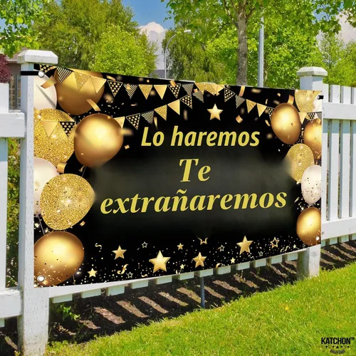 Vista 8 de KatchOn Banner con texto en inglés "We Will Miss You" en negro y dorado