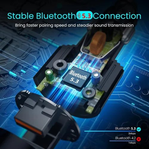 Vista 3 de Versión mejorada V5.3 - Transmisor FM Bluetooth, adaptador Bluetooth para coche QC3.0 y adaptador de radio FM inalámbrico con retroiluminación LED