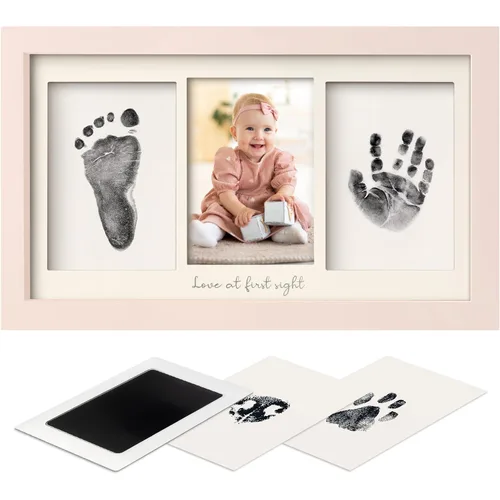 Vista 14 de Kit de manos y huellas sin tinta, recuerdo para niños, niñas, recién nacidos, almohadilla de tinta sin desorden para huellas de manos de bebé, kit