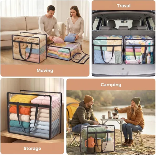 Vista 6 de Bolsas de almacenamiento Budding Joy con cierre transparente para ropa, organizadores de armario de 40L y contenedores de almacenamiento, bolsa