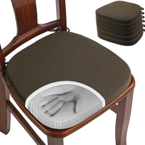 Vista 13 de BUYUE Cojín de Lujo de Espuma Viscoelástica 100% Pura para Silla 1 Paquete, Jacquard 16" Forma de U Cómodo Cojín para Silla de Comedor, Cojín