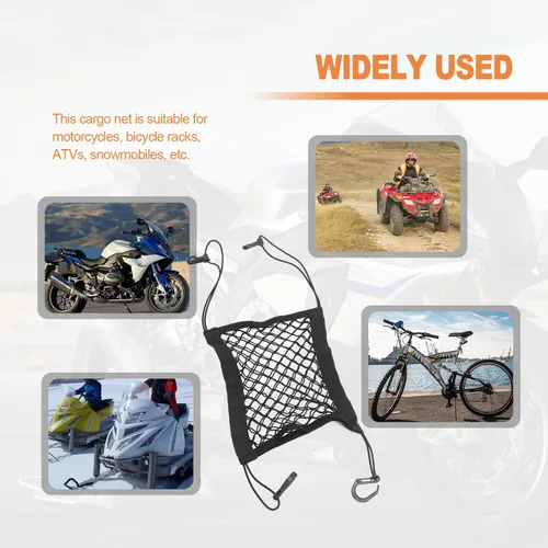 Vista 7 de Red elástica doble para almacenar cosas, se utiliza para almacenamiento de triciclos de motocicleta, súper tensión, no es fácil de dañar