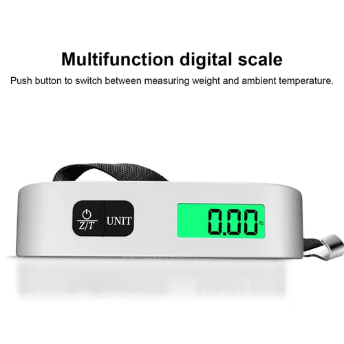 Vista 6 de Raabiko Báscula digital para equipaje (paquete de 2), báscula digital de peso para equipaje con sensor de temperatura, pintura de goma, 110 libras