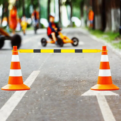 Vista 4 de Huwena 12 Piezas Barras Retráctiles de Cono de Tráfico de Longitud de 4 a 6.9 Pies Barras de Cono de Seguridad Expandibles Barricada de Tráfico