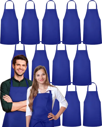 Vista 8 de Paquete de 24 delantales con peto, delantales unisex, sin bolsillo, lavables a máquina, delantales lisos para mujeres, hombres, cocineros, cocina