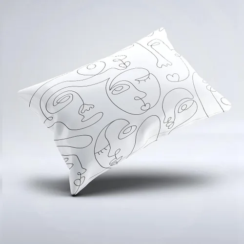 Vista 2 de Funda de almohada rectangular de 12 x 24 pulgadas, dibujo de una línea, cojín sin costuras, decoración de sofá para el hogar, funda de almohada