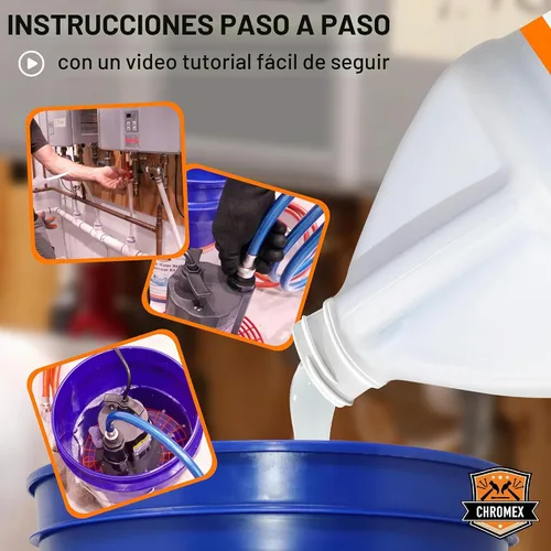 Vista 4 de Chromex - Solución para desincrustar calentadores de agua sin tanque Desincrustante altamente efectivo, 1 galón