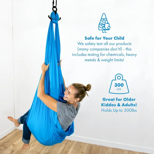 Vista 2 de Harkla Columpio sensorial para niños y adultos, soporta 300 libras, columpio sensorial para interiores y exteriores para un efecto calmante similar