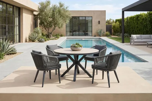 Vista 33 de PURPLE LEAF Juego de muebles para patio de 7 piezas, juego de mesa y sillas de mimbre para exteriores, marco rectangular de aluminio para jardín