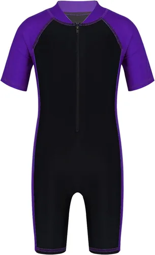 Vista 13 de Moily Conjunto de neopreno unisex para niños y niñas con cremallera, protección solar UV, traje de baño Azul y negro a