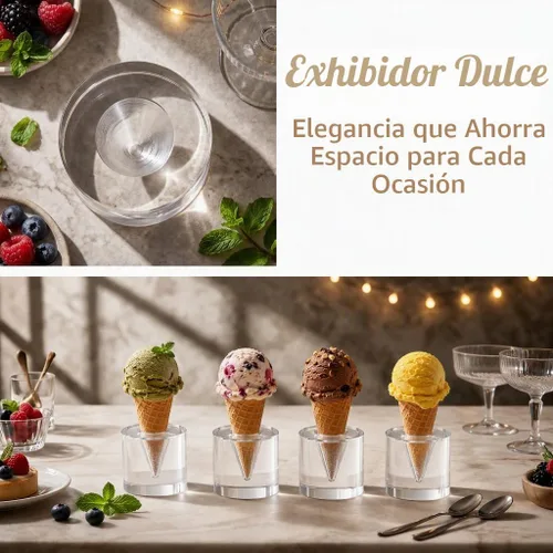 Vista 4 de Mcredy Mini soporte de cono de helado de acrílico para barra de postres de fiesta, 1 pulgada, 4