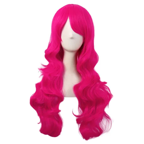 Vista 17 de MapofBeauty - Encantadora peluca larga y rizada para mujer, 28 pulgadas (70 cm), negro