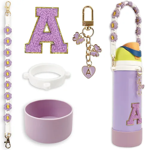 Vista 58 de SITKOL Juego de Monogramas Bonitos de Silicona Compatible con Botella de Agua Owala 24 oz, 32 oz, 40 oz - Accesorios Perfectos con la Letra Owala