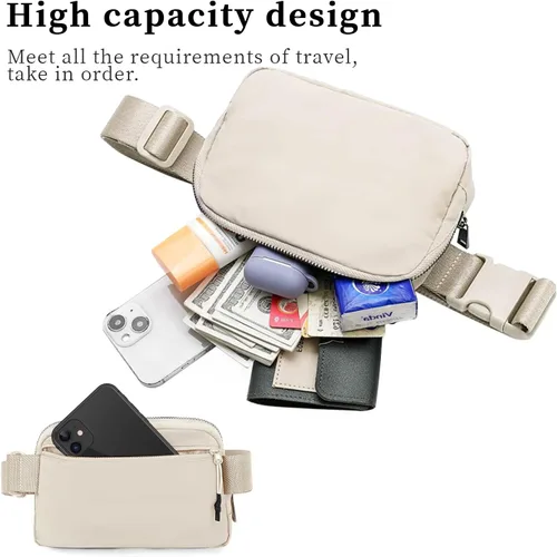 Vista 2 de Riñonera con correa ajustable, cangurera cruzada para mujer, riñonera de moda, mini bolsa de cintura para entrenamiento, correr, viajar, senderismo