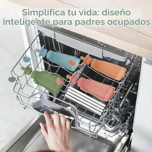 Vista 7 de Eascrozn - Paquete de 4 bolsas de silicona reutilizables para alimentos para bebés con pajitas, sin BPA