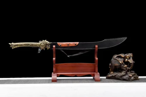 Vista 7 de LONGSWORD Dadao - Espada de cola de vaca hecha a mano con hoja de acero forjado de alto carbono, vaina de poliuretano y accesorios de aleación